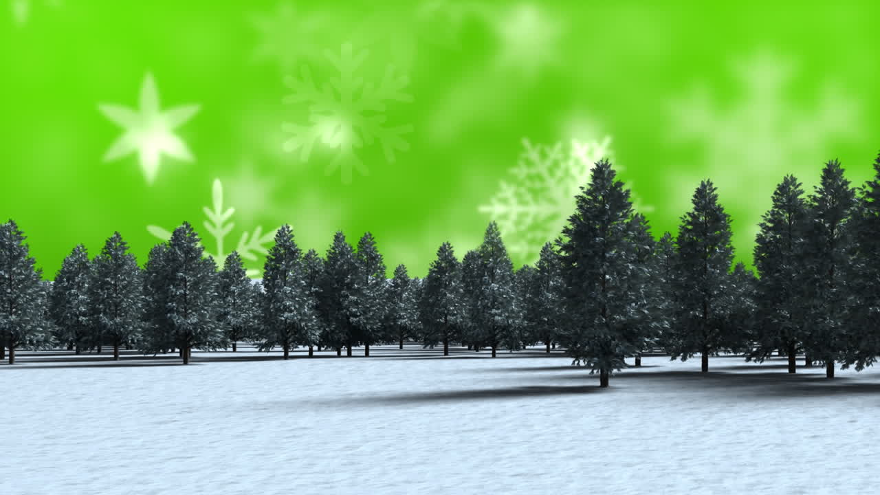 크리스마스 눈송이와 함께 겨울 숲