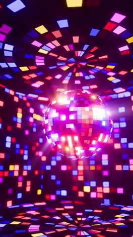 immersive disco ball animation with surrounding light patterns. vertical looped animation