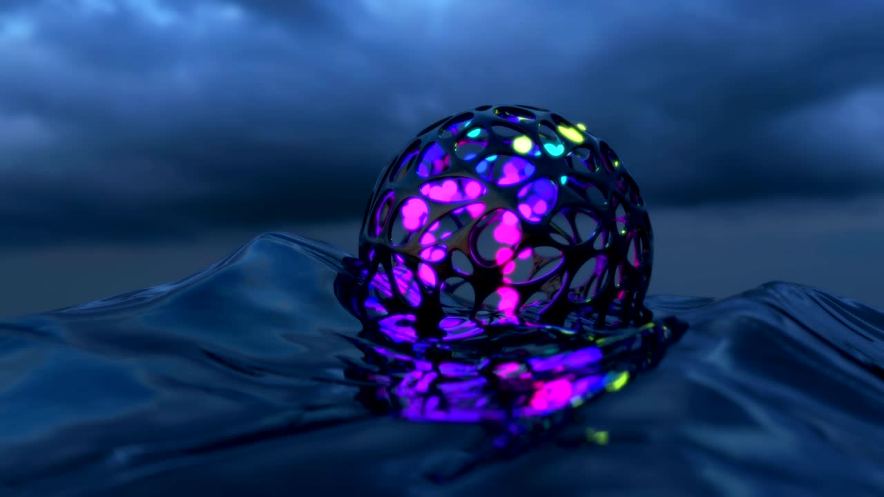 4K Abstract spheres in an organic cage.