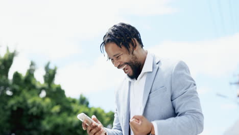 Phone,-success-and-businessman-celebrating