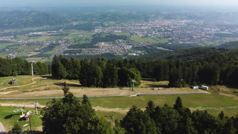 ski mountains in slovenia and the land below from an aerial viewpoint