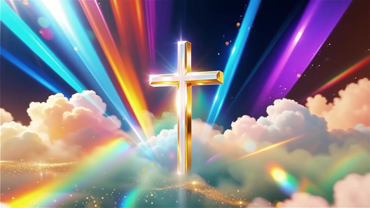 Christian Cross Heavenly Light Worship Background