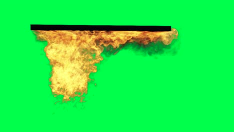 burning horizontal bar on green screen