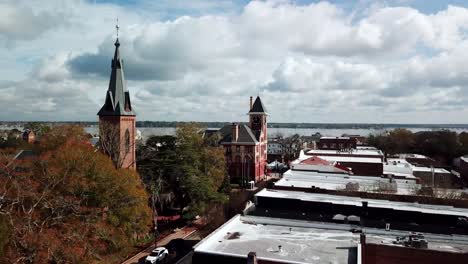 aerial fast push into courthouse and city hall in new bern nc, north carolina