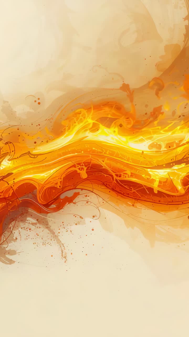 Vertical video: Looping flame ribbon pulsing and moving on tan canvas with fine specks for calm