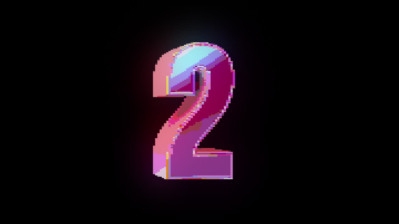 Digital Glitch Countdown from Ten to Zero