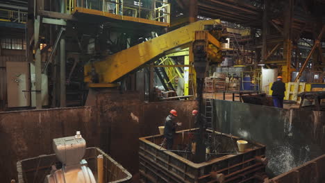 metal casting process in a factory