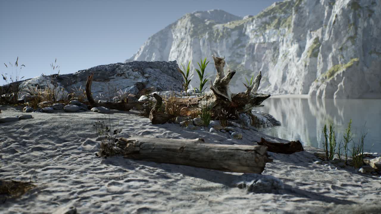 белый песчаный пляж возле скалистых скал в океане