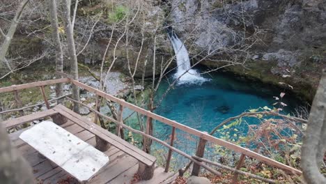 hiking around theth to the blue eye, grunas waterfall and in the albanian alps during fall season or autumn season