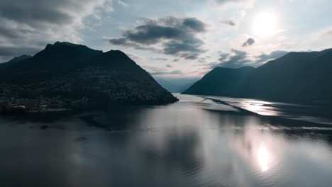 Drone-footage-of-Lugano,-Switzerland