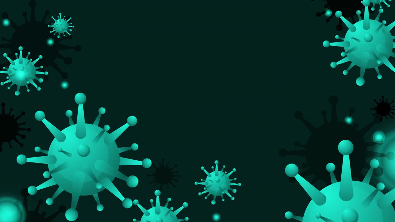 Animation looping footage of Coronavirus 2019-nCov novel coronavirus concept on red background and your copy space. Virus of flu outbreak and coronaviruses influenza as dangerous flu strain cases as a pandemic.