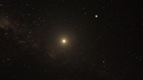 estrellas brillantes y galaxia en la oscuridad del espacio