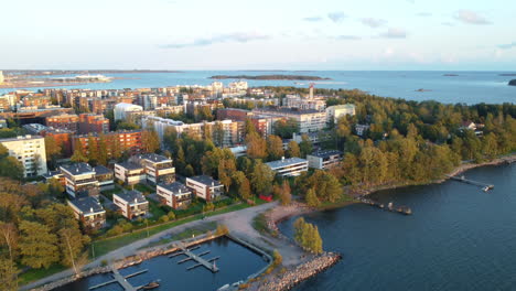 aerial view of lauttasaari, on a summer day