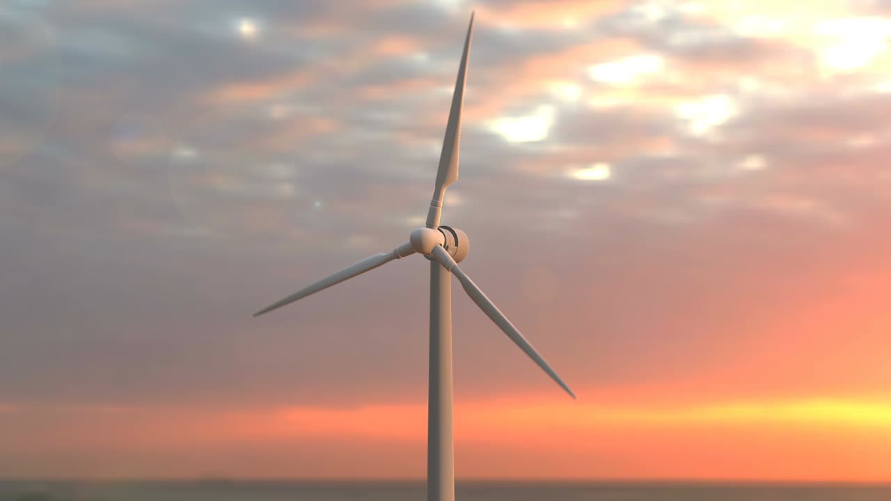 해가 지는 풍력 터빈 - 루프 가능한 스 비디오