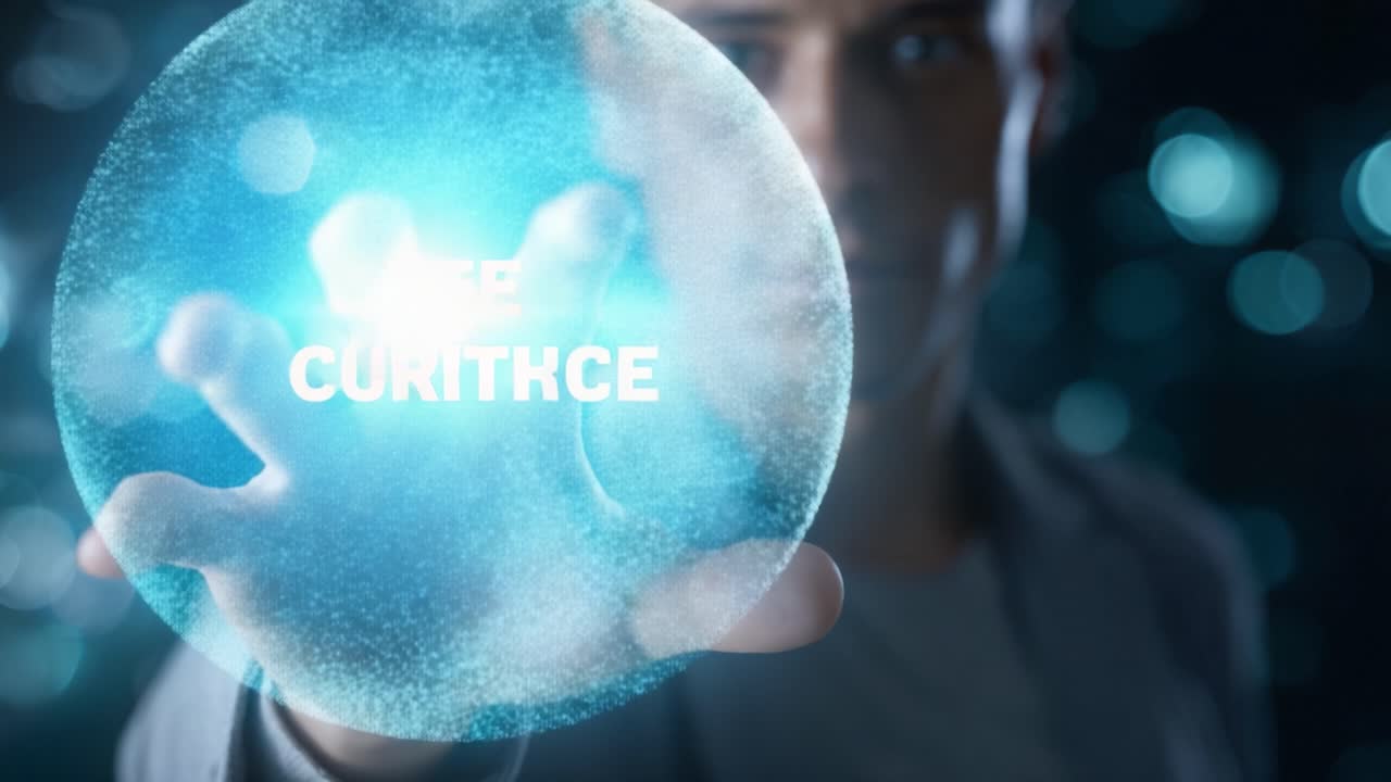 集中した人物が幻想的なエネルギー球を操作し、その球体から放たれる鮮やかな光と質感を操る能力を示しています。