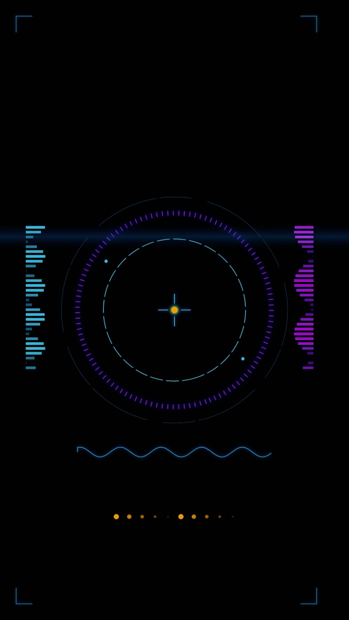 Futuristic Digital HUD Interface with Rotating Circular Scopes