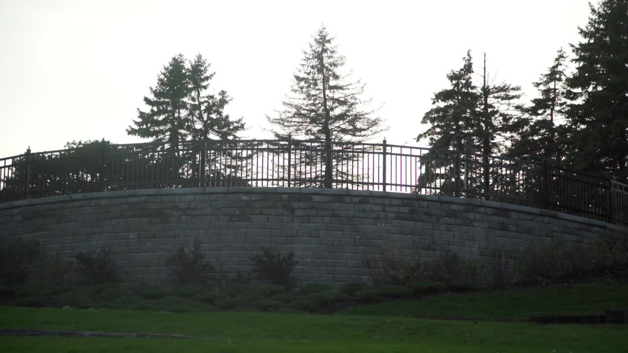 Cullen Gardens Footbridge Panning Shot to Reveal Park, Whitby, Canada