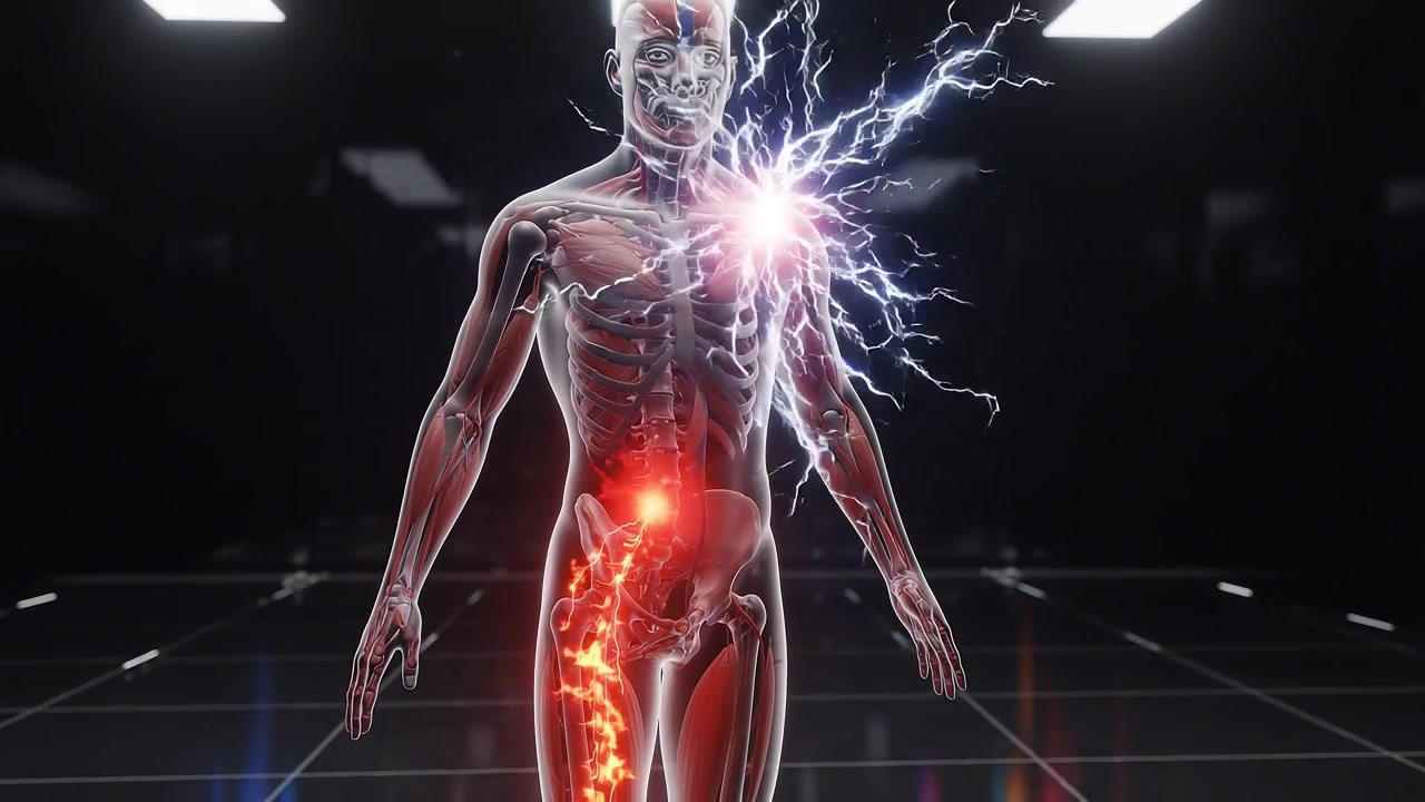 3D Medical Animation of Human Lumbar Spine Pain and Shoulder Nerve Damage