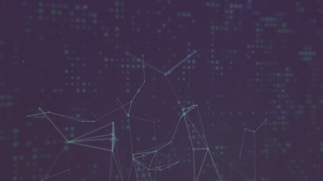 Animation of digital connections with lines and dots on dark background