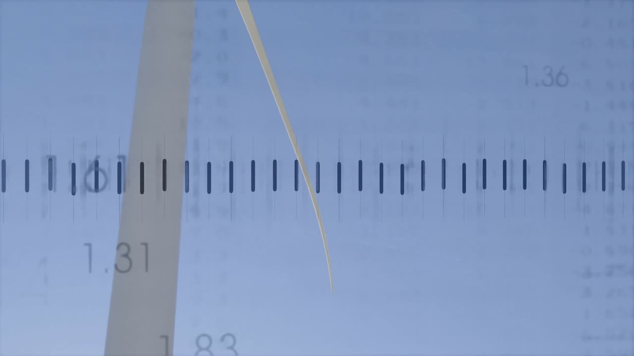On overlay appearing, turbine blade rotating clockwise while charts fluctuating to show power data
