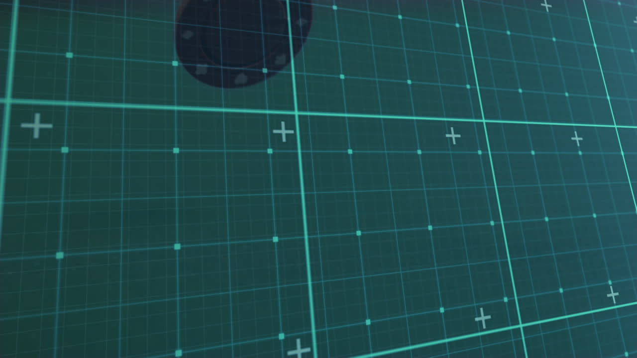 animación del procesamiento de datos a través de fichas de casino y cuadrícula