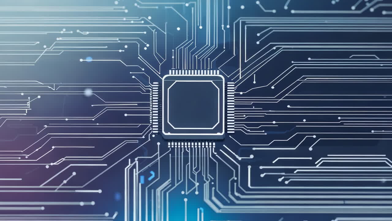 High-Tech Digital Circuit Board with Central Processor