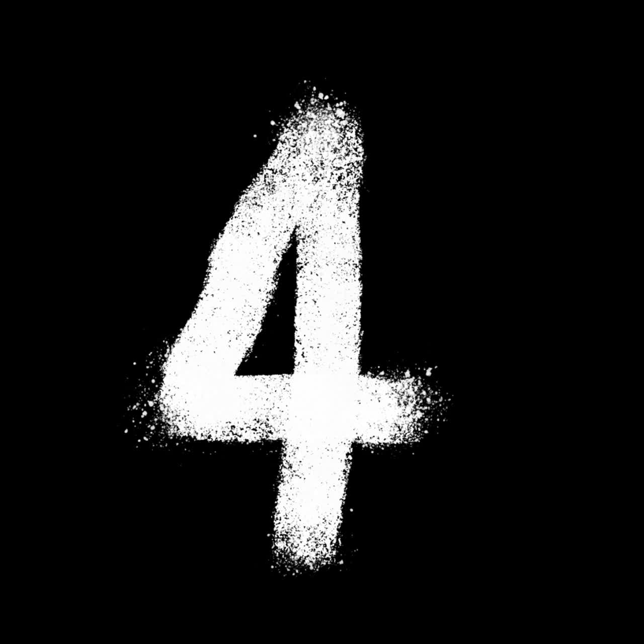 White Spray Paint Number Four on Black Background