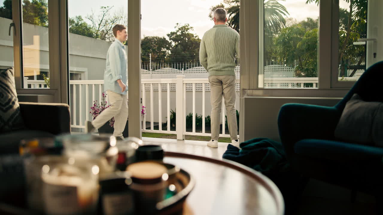 Father and Son Bonding on the Balcony