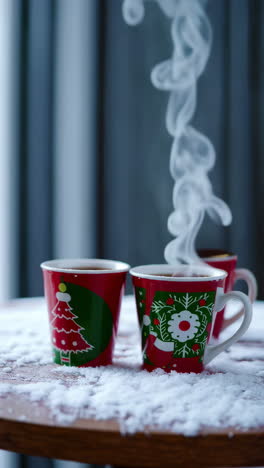 christmas tea cups with steam