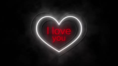 Animation-of-I-Love-You-in-neon-on-black-background