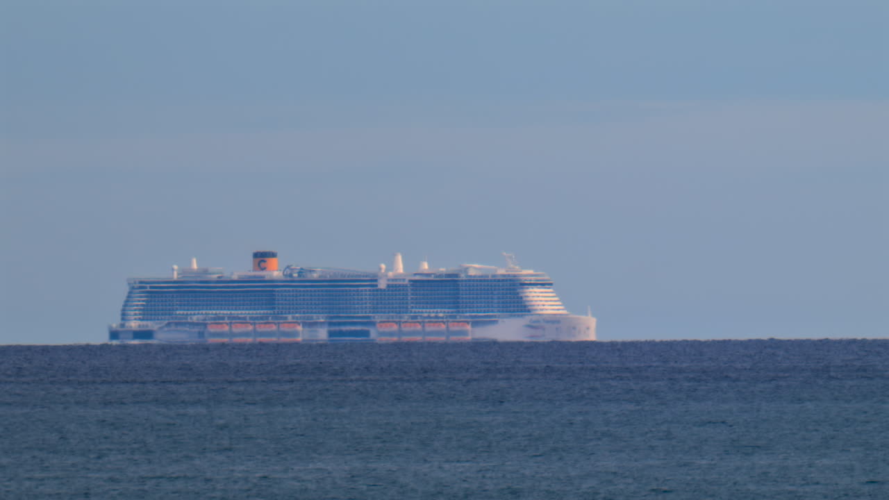 Blurred view of a ship moving on the sea