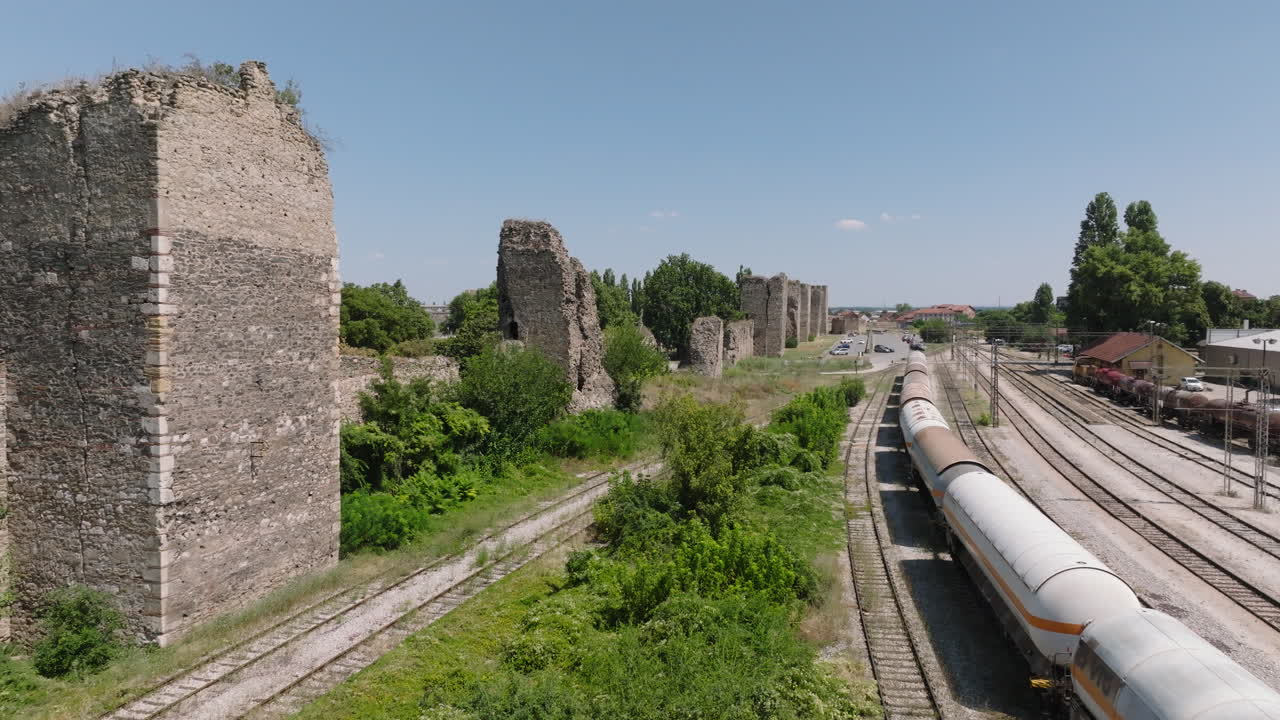 Ancient Ruins and Train Tracks