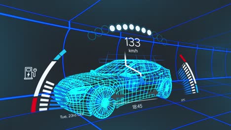 animación del panel del coche sobre el coche digital