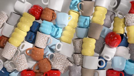 colorful stacked mugs