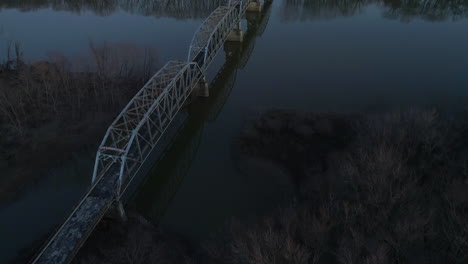 aerial view of new harmony bridge connecting white county, illinois and the city of new harmony, indiana