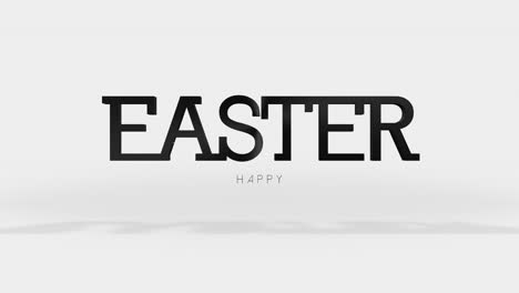 happy easter in bold, floating letters on a gray gradient background