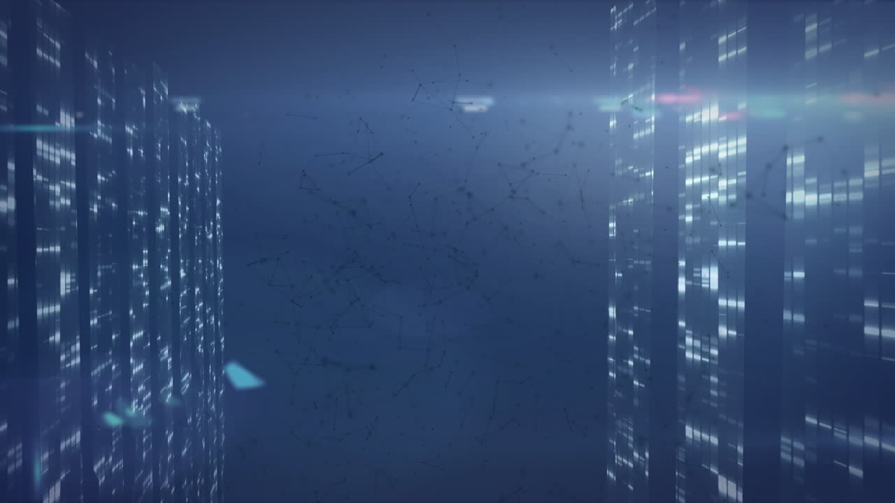 animación de formas en movimiento sobre puntos de luz