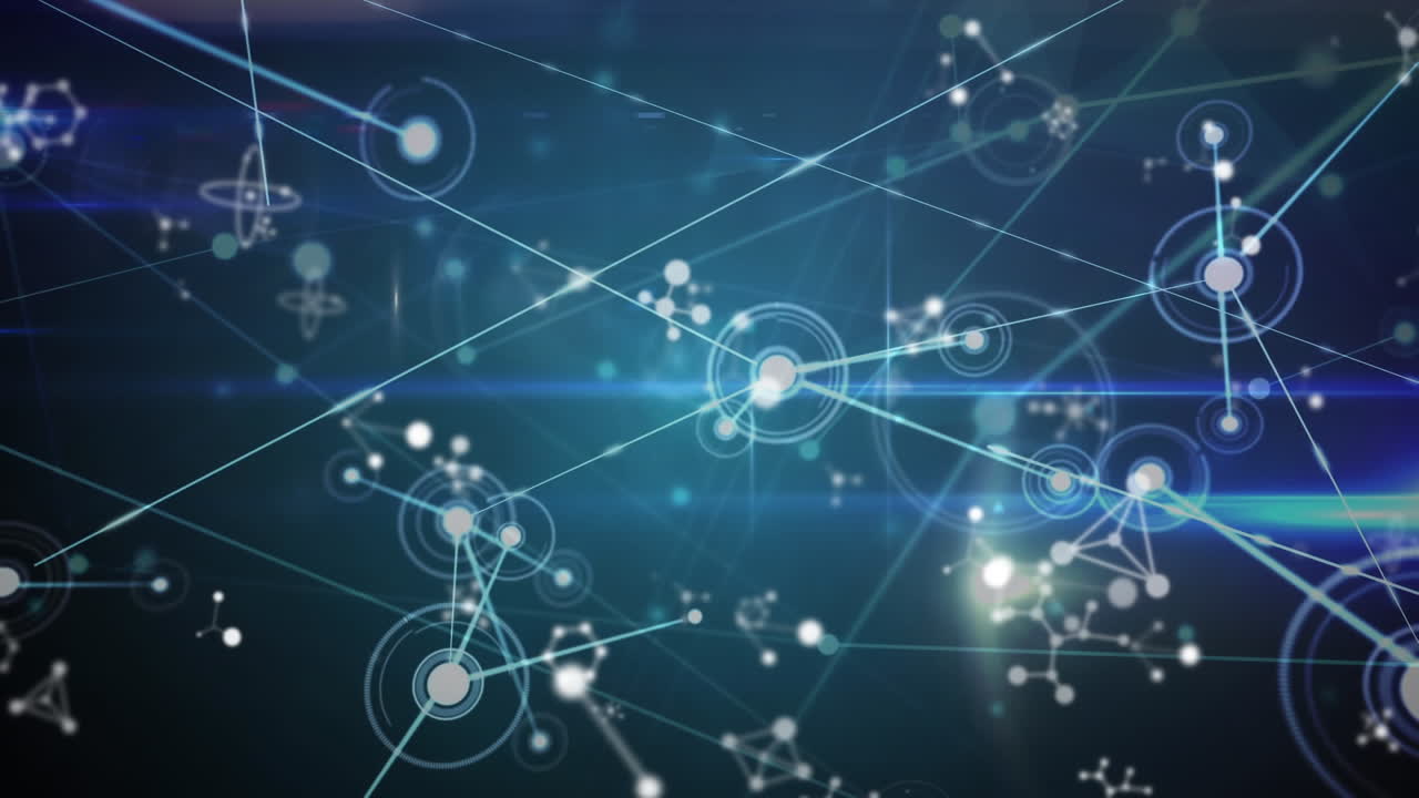 animación de la red de conexiones sobre fondo azul