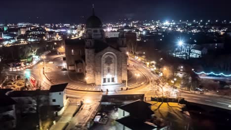 Orbit-hyper-lapse-of-the-Galway-cathedral-at-night-during-Christmas