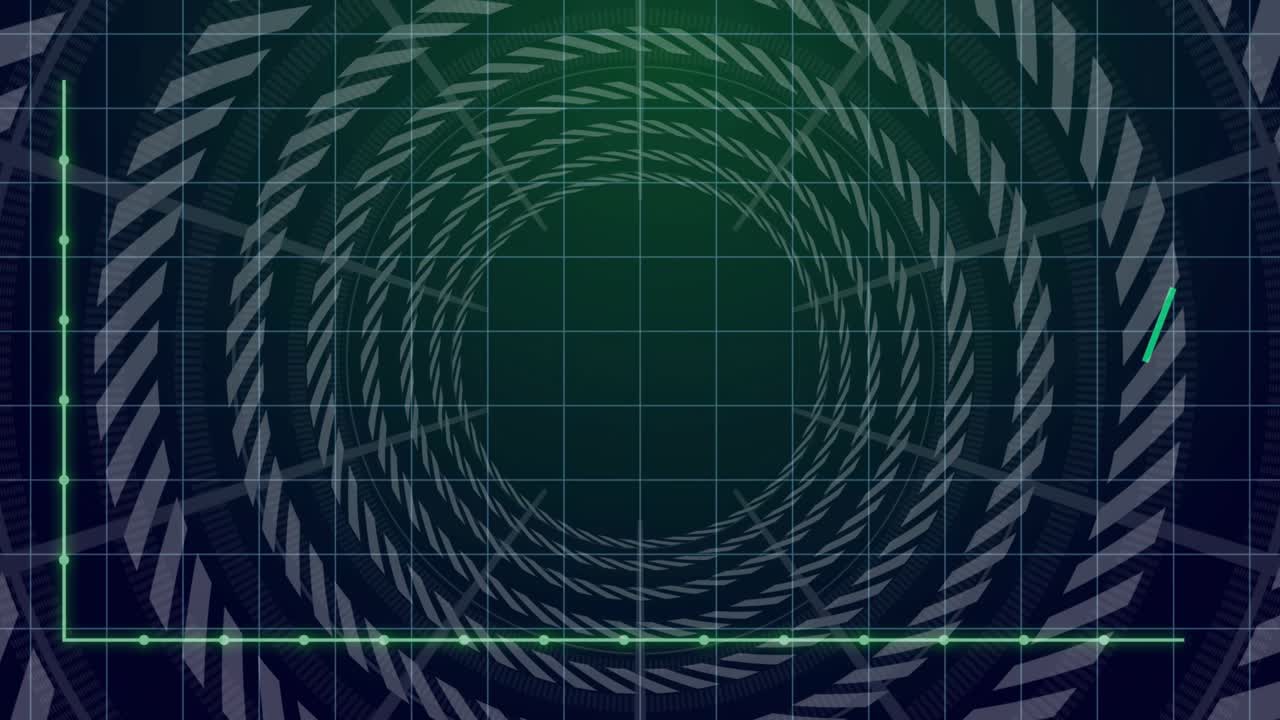 Neon green line chart starting flat, growing into peaks before receding to grid, visualizing trend