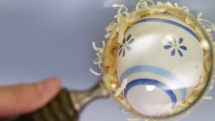 Magnifying Glass Over Large Easter Egg