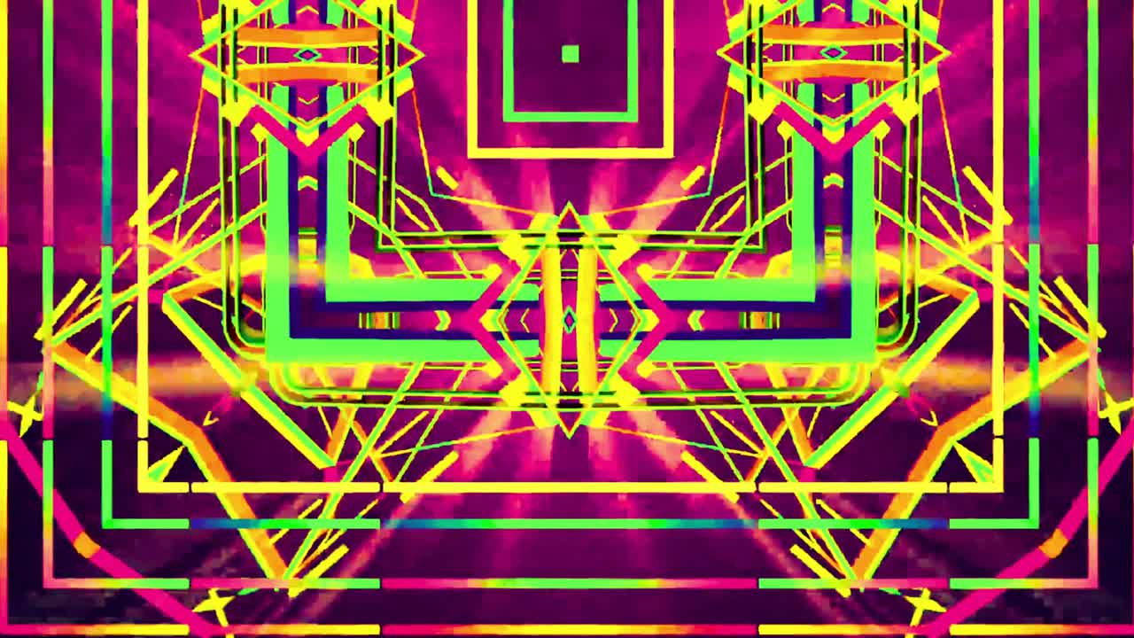 Loop di tunnel caleidoscopico geometrico al neon vibrante