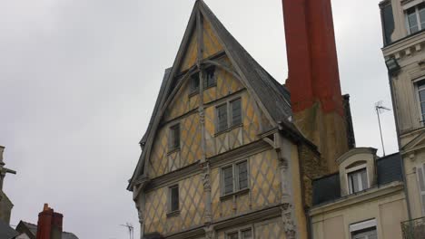 half-timbered architecture facade of adam house in angers, france