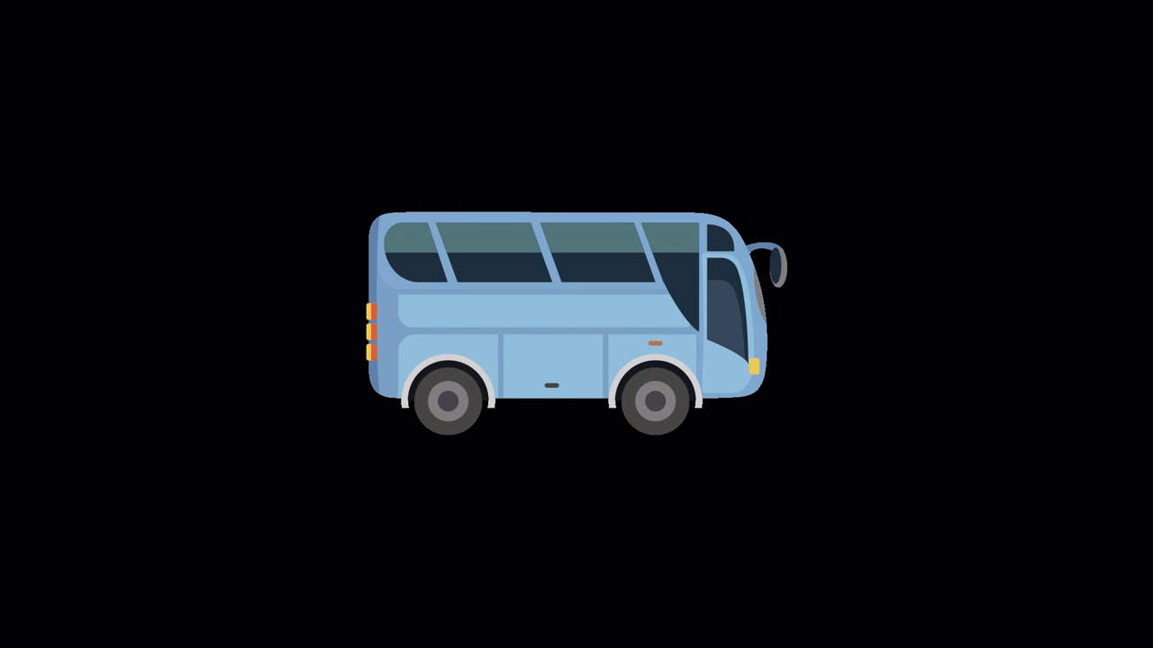 Icona animata di autobus blu che appare e scompare