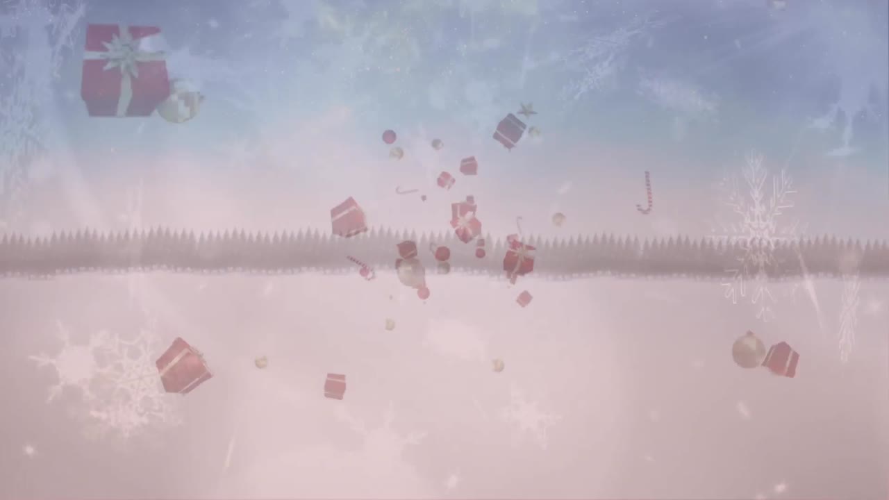 크리스마스 선물,  ⁇ , 캔디가 겨울 풍경에 떨어지는 눈송이
