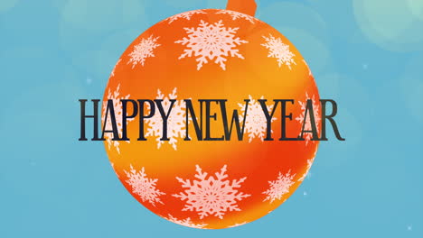 Happy-New-Year-with-ball-and-snowflakes-on-blue-gradient