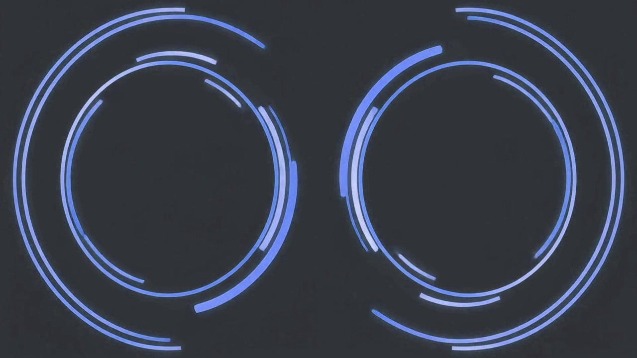 Abstract Blue Glowing Circular HUD Elements Rotating on Dark Background