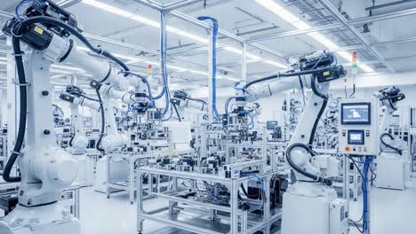 advanced automation: a highly efficient robotic assembly line showcasing precision robotics in a modern manufacturing environment