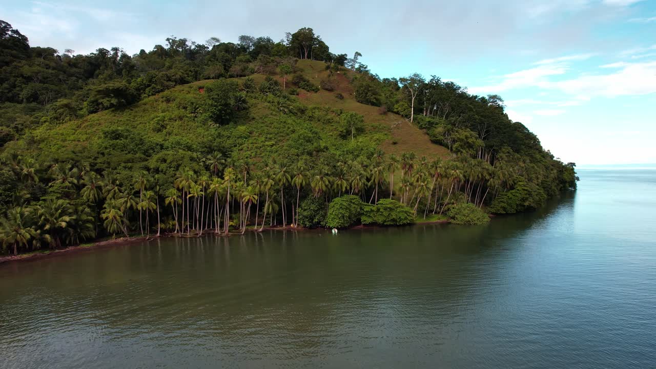 paisaje de palmares montañas y mar