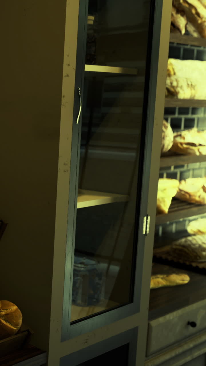 Vetrina che espone vari tipi di pane in una panetteria durante il giorno.
